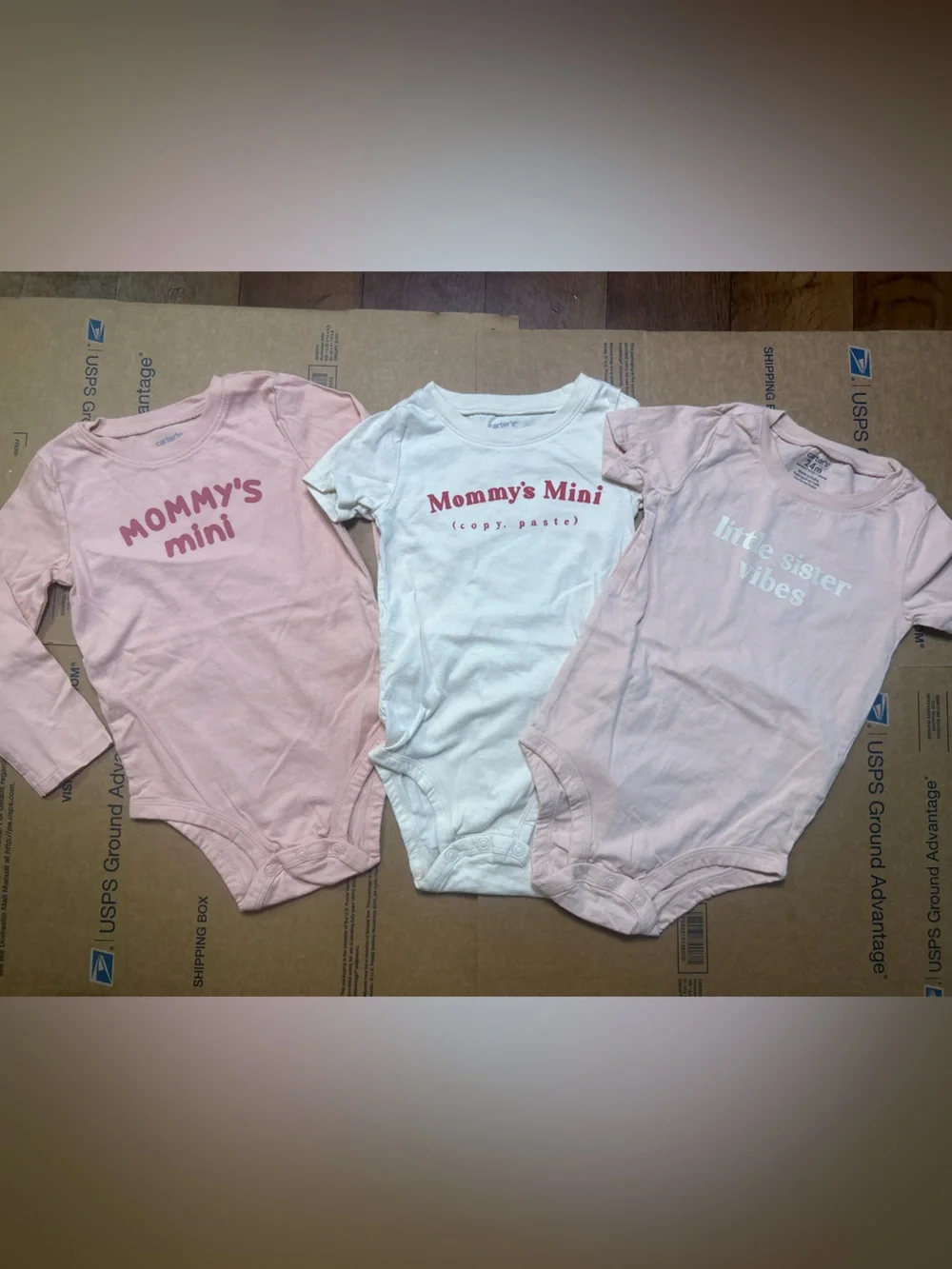 Carter's Pink & White 'Mommy's Mini' Cotton Bodysuit Trio